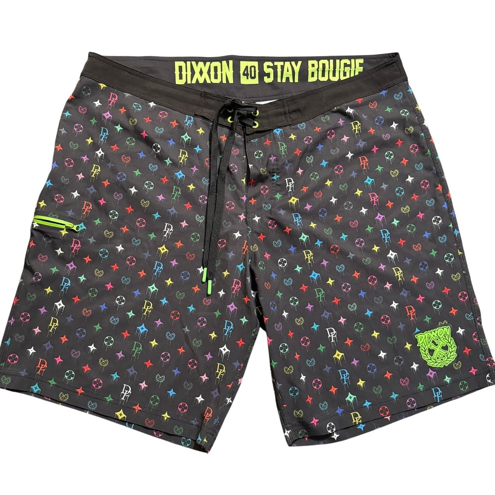 Dixxon Flannel CO. Board Shorts Stay Bougie Mens Size 40  Black Graphic Graffiti